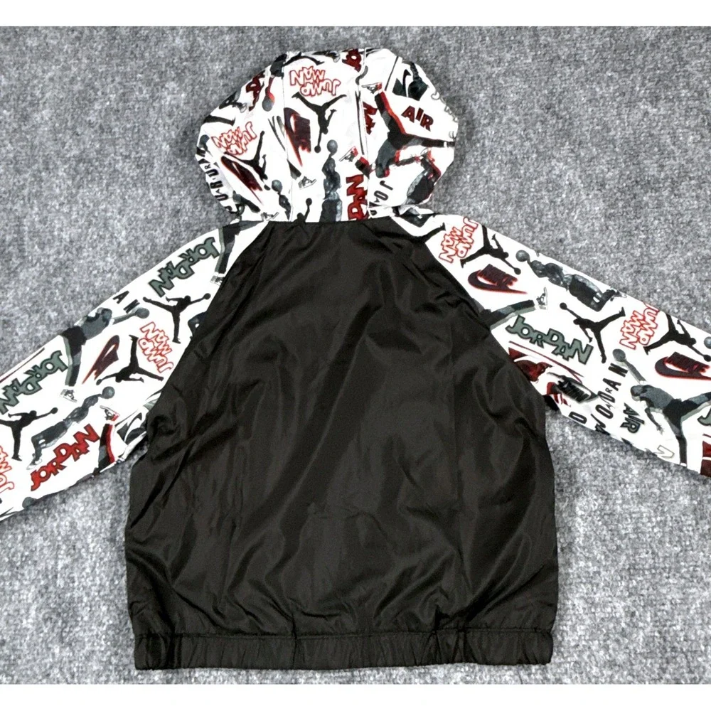 Jordan Jumpman 12 Month Windbreaker Jacket Black White Red Graphic NWT